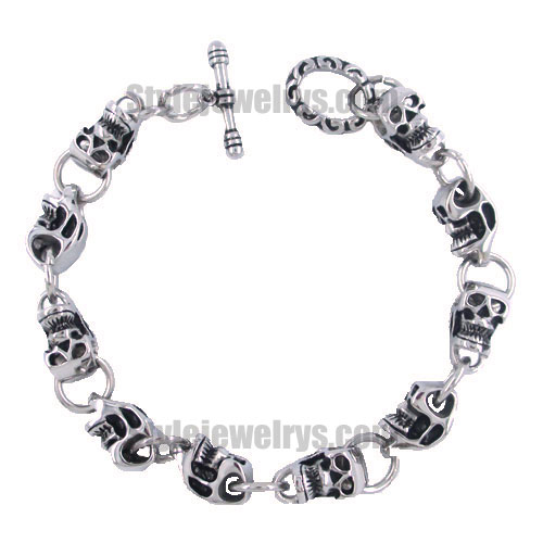 Stainless steel jewelry bracelet skull link bracelet SJB380009 - Click Image to Close